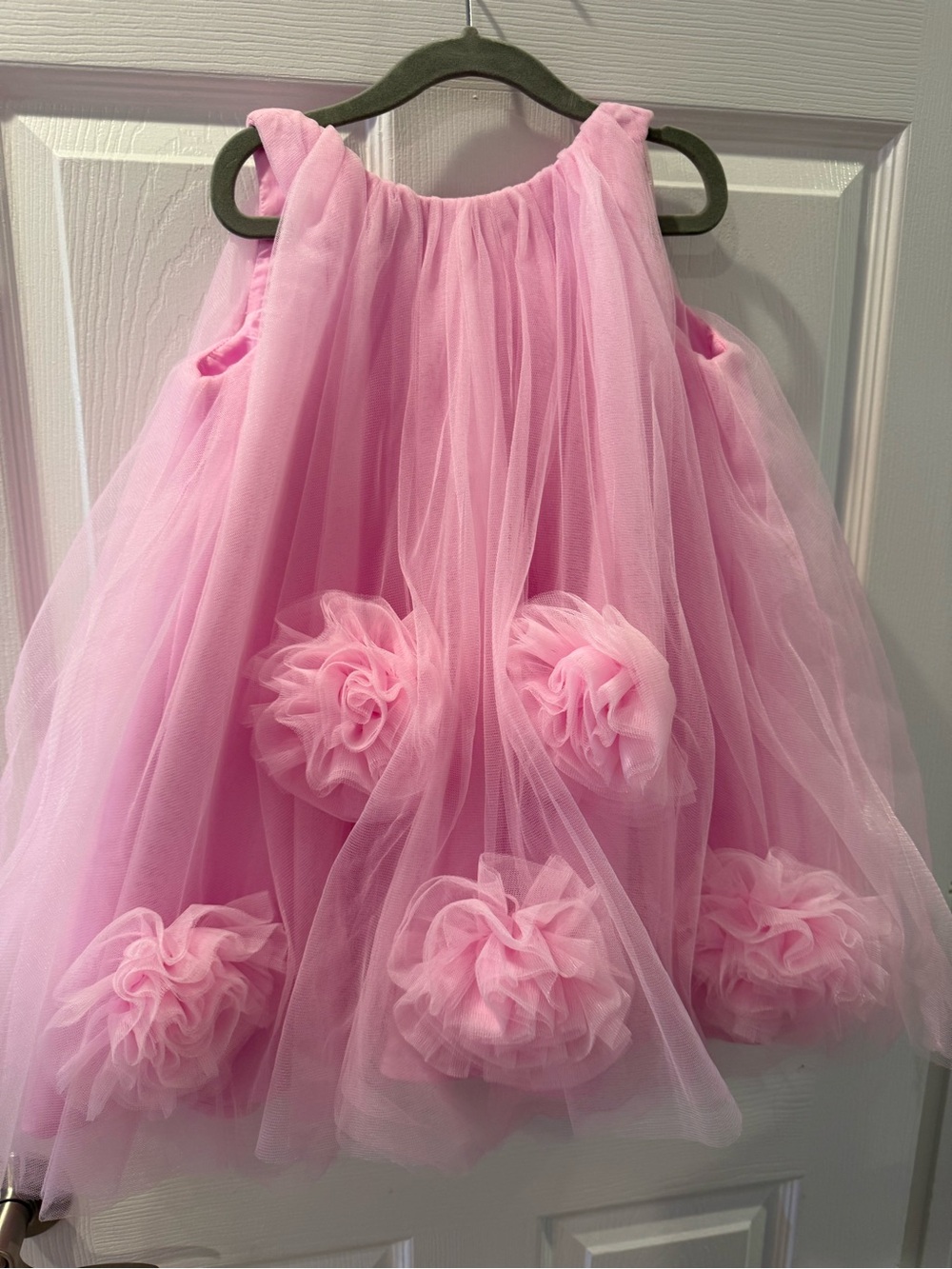 Girls tulle pink rosette dress